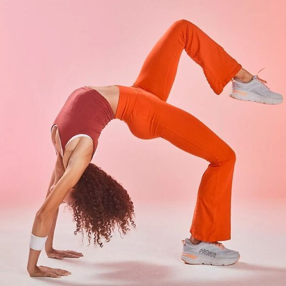 Free People Good Karma Flare Leggings M/L Color Flame (Orange/Red) - Picture 2 of 7